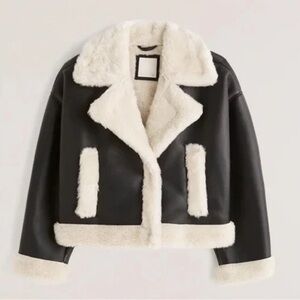 Abercrombie and Fitch Faux Leather and Shearling Cropped Jacket